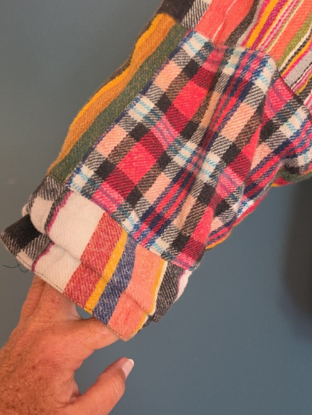 Boho Multi-Color Patchwork Hooded Jacket - Picture 5 of 10